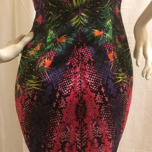 Genese London Tropical Satin Dress with colourful rhinestone detailing Small 4US - Picture 15 of 17